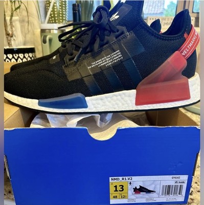 OG Adidas NMD_R1 V2 Black Red Blue Sneakers GY6162 Mens U.S. Size 13- with Box!