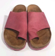 Moshulu Womens Lunan Pink Leather Toe Loop Sandals Sliders Cork UK Size 5 (38) 