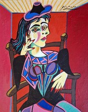 Pablo PICASSO - Oil Painting on board - Elaborate Framing - Fabulous Colours!!