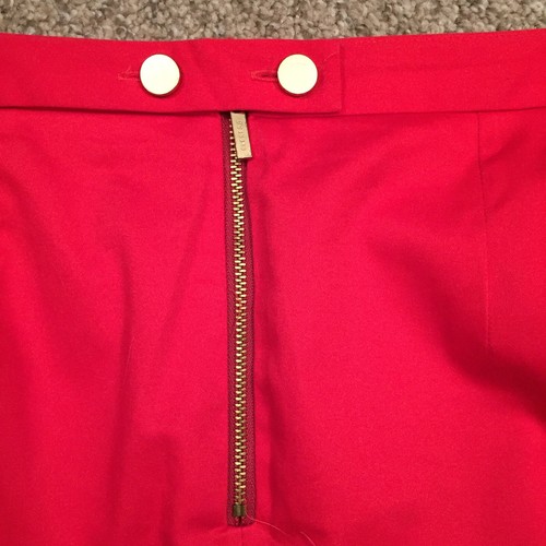 Express Skirt Size 10 Red Knee Length Lined Slit Pencil - Picture 7 of 10