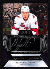 2020-21 UD BLACK DIAMOND MORGAN GEEKIE ROOKIE SILVER ON BLACK AUTO #'d/149