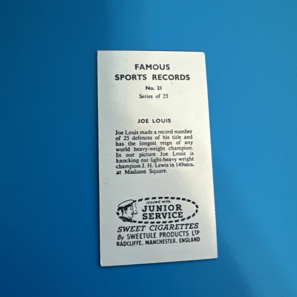 1957 Junior Service Famous Sports Records - Black Back #21 Joe Louis - Image 4 of 4