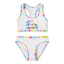 XOXO Girls Swimsuit Tankini Bikini Bottom Set Swim Unicorn 6 6X S White 2 Piece