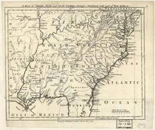 20" x 24" 1755 Map of Virginia, North and South Carolina, Georgia, Maryland