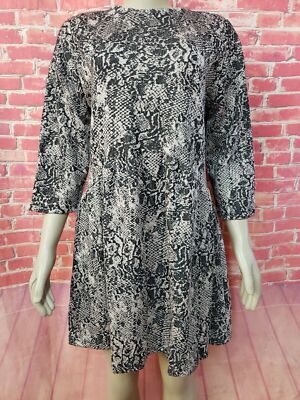 Zara Basic Women's Skater Dress 3/4 Sleeve Size Small NEW  #C