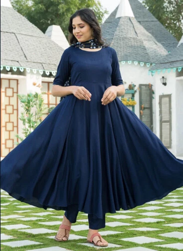 Elegant Grey Color Net Long Length Anarkali Suit