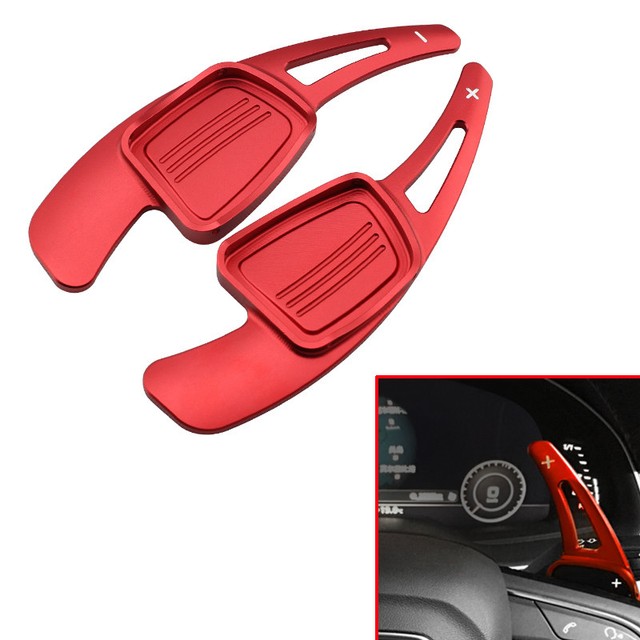 Vivid Red Aluminum Car Steering Wheel Gear Shift Paddles For Audi A4 A5