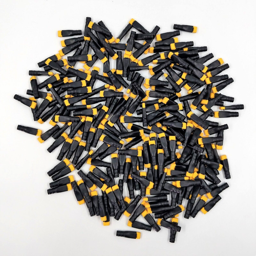 250 Blackwing Pencil Ferrules Matte Black w/Clips & Yellow Erasers