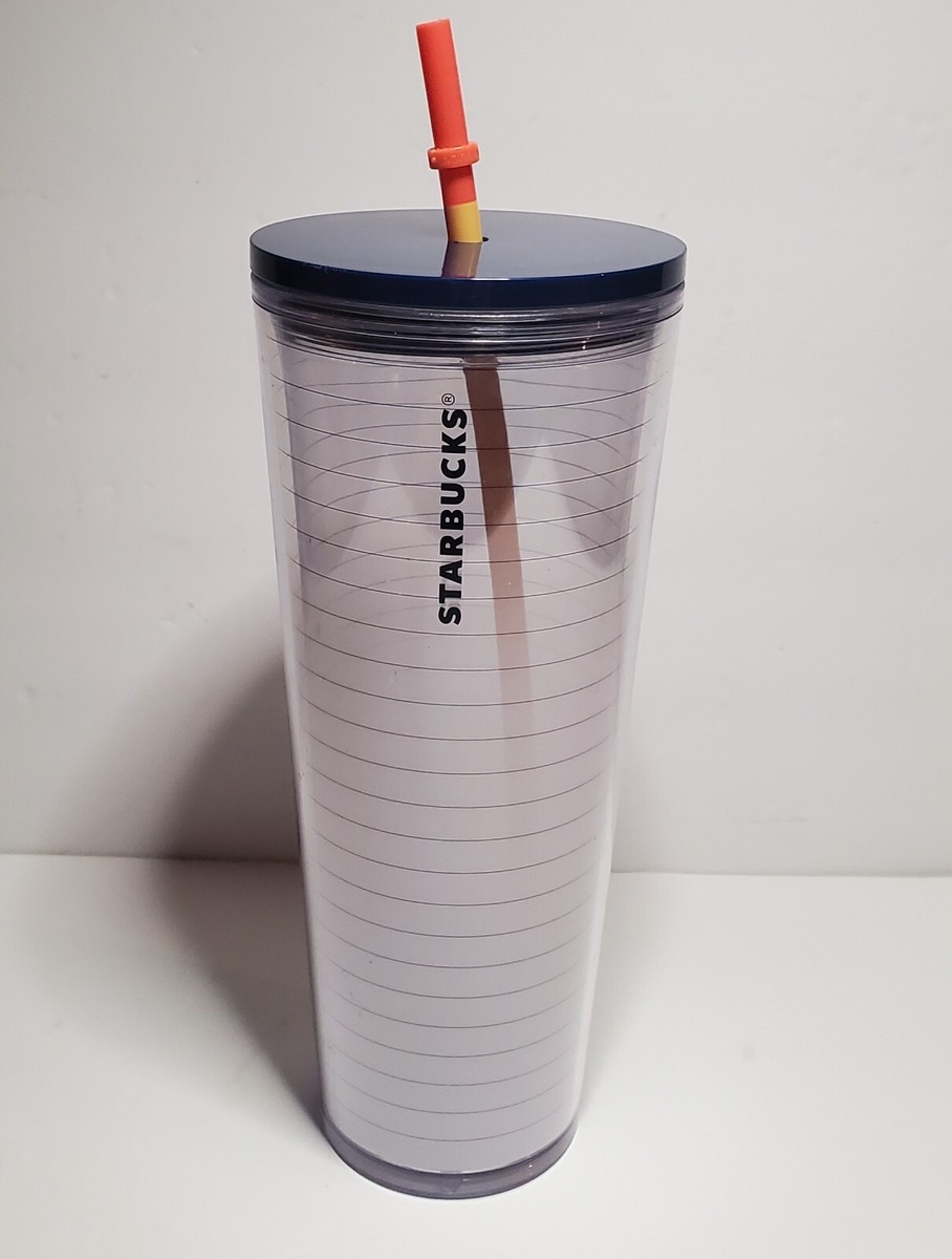 Back To School Starbucks Tumbler Teacher Notebook Paper w Pencil Straw Cup  24oz