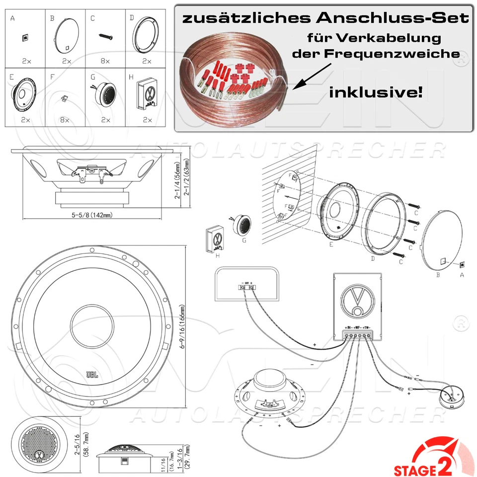 JBL LAUTSPRECHER für VW T4 Multivan 1996-2003 Front Tür Vorn 2-Wege 270W #ANFL - Bild 3 von 4