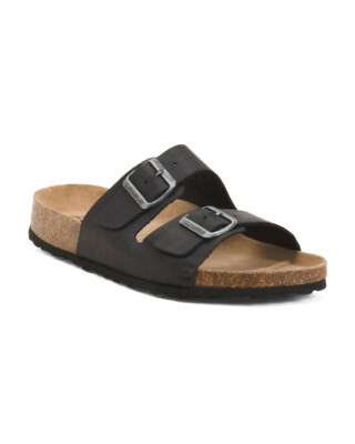 Autenti Mens Brown Black Leather Flip Flops Sandals Made in Spain EU 44 / US 11 Autenti Pippen7446 men main image 2