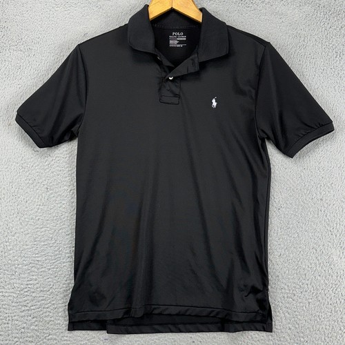 Polo Ralph Lauren Boys Golf Shirt Large Black Pony Rugby Short Sleeve Stretch - Picture 2 of 8