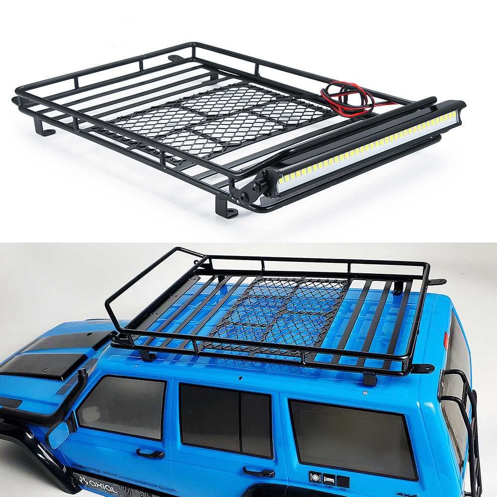 Porte-bagages RC Avec 4 LEDs Pour Axial SCX10 1/10 – Galerie De Toit En Métal, Look Réaliste