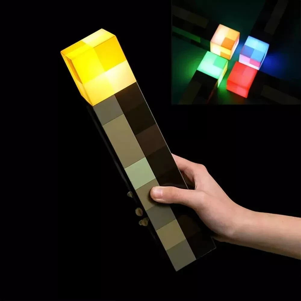 Minecraft Game Torch Lamp Led Night Light Home Decors USB