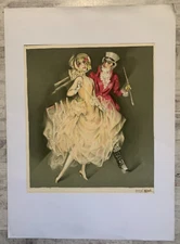 Marcel BLOCH (1882-1966) Two Elegant Gallant Dancers Couple Dress Headdress