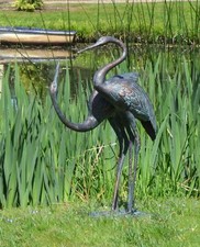Spectacular Large Pair of Cranes Garden Sculpture - Aluminium Outdoor Ornament
