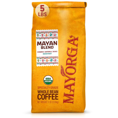 Medium Roast Whole Bean Coffee, 5 Lb Bag - Mayan Blend Coffee Roast - Smooth & F