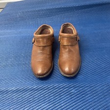 FRYE Women Boots Shoe Size 10B Tan Leather Harness Bootie Clog Mule