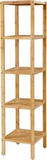 SONGMICS 5 Tier Bamboo Bathroom Shelf, Narrow Shelf, Corner Shelf, Natural