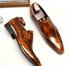Men Real Leather Business Dress Work Shoes Bridegroom Wedding Pointy Toe Oxfords