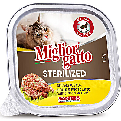 MIGLIOR GATTO 32  CONFEZIONI - STERILIZZATI PATE POLLO PROSCIUTTO GR 100