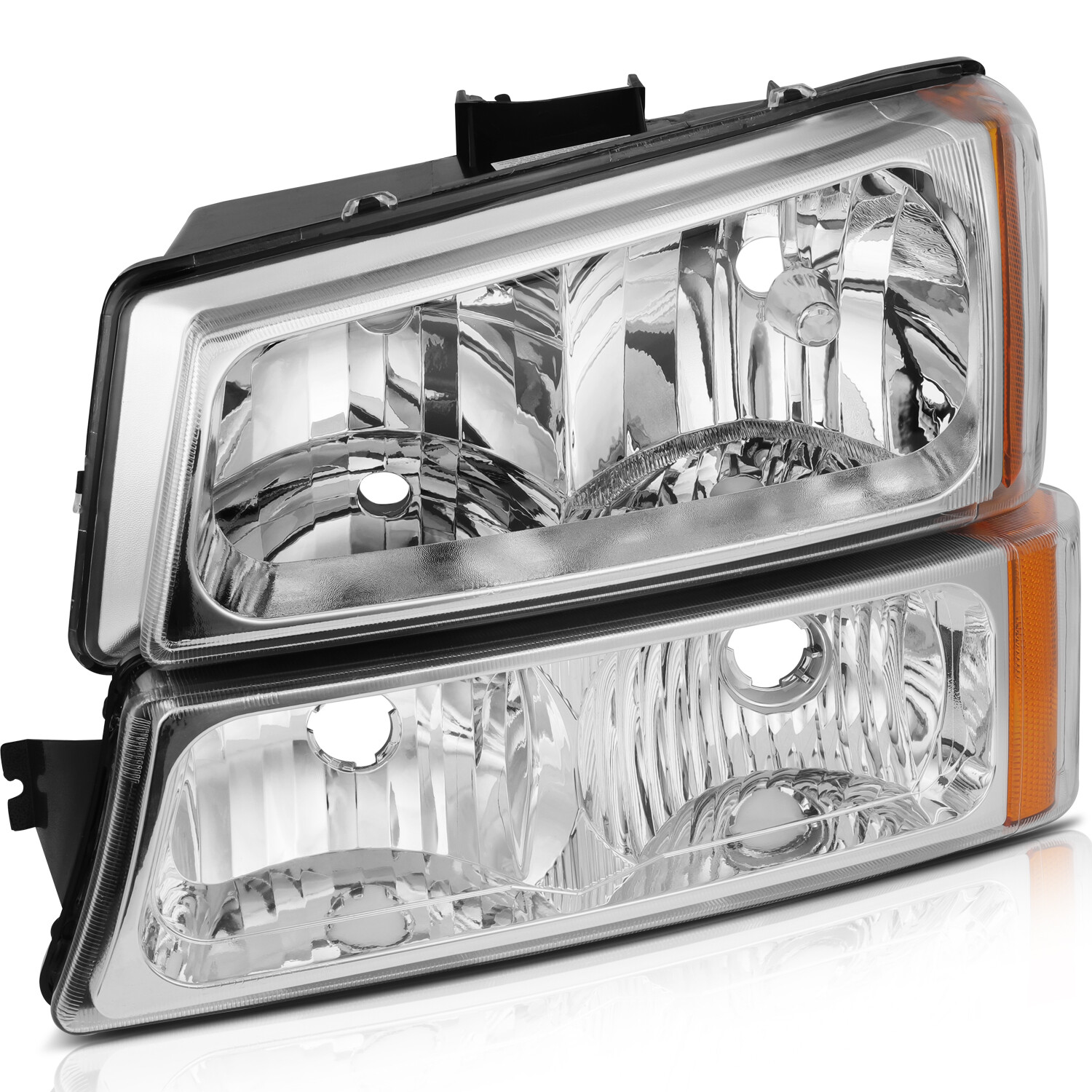 Fits 2003-07 Chevy Silverado Avalanche 1500 2500 Chrome Housing Headlights L+R