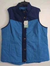 Nwt Magellan Women's Size 1x Outdoors Campfire Quilted Vest Zip Snap Up Blue
