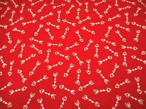 Valentines Day Fabric By Half-Yard SALE Cupids White Love Arrows Red Cotton Vtg