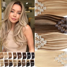 Clip in 100 Real Remy Human Hair Extensions Full Head 7PCS 8PCS Balayage Ombre