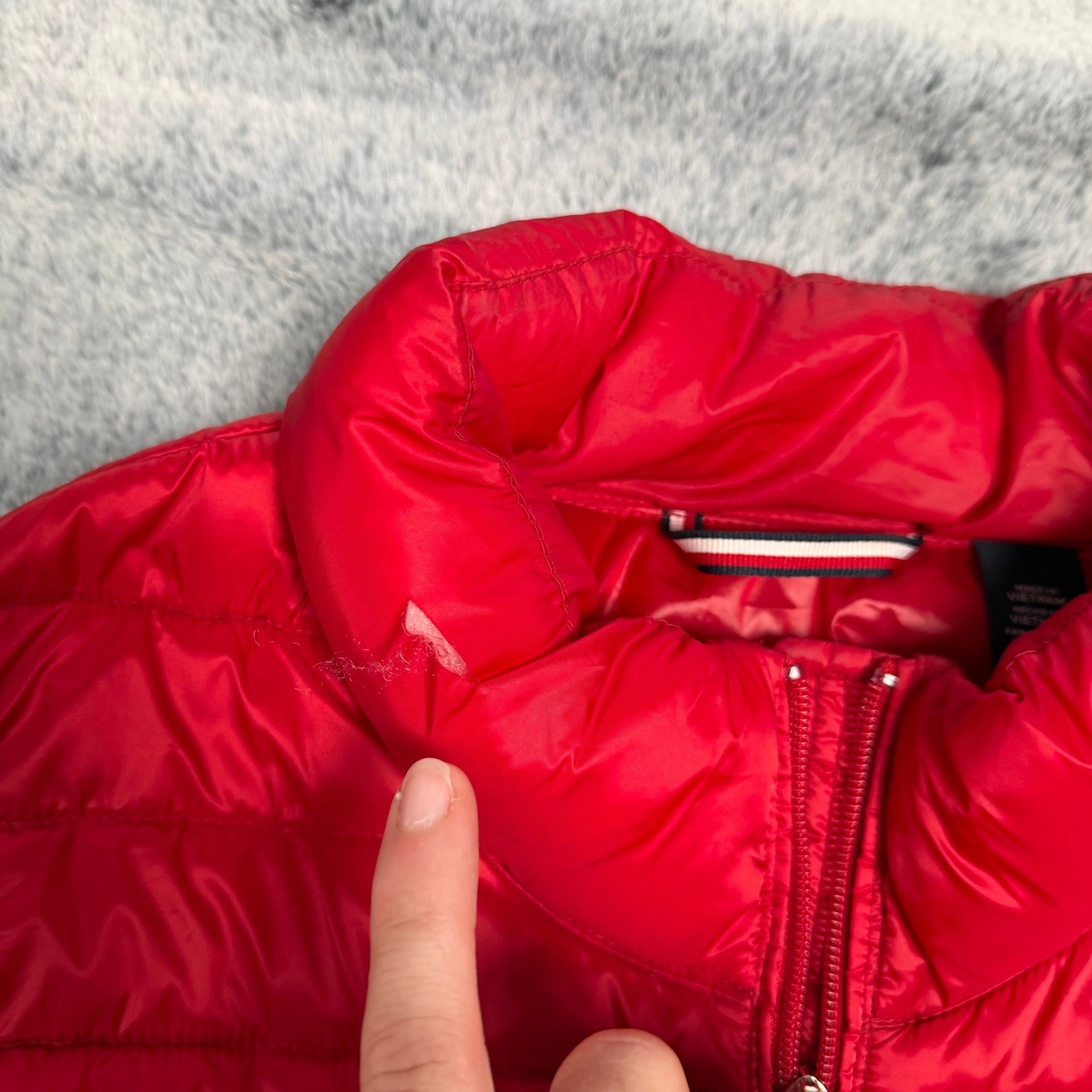 Tommy Hilfiger Womens Red Packable Puffer Vest Quilted Full Zip Size Large thumbnail 3