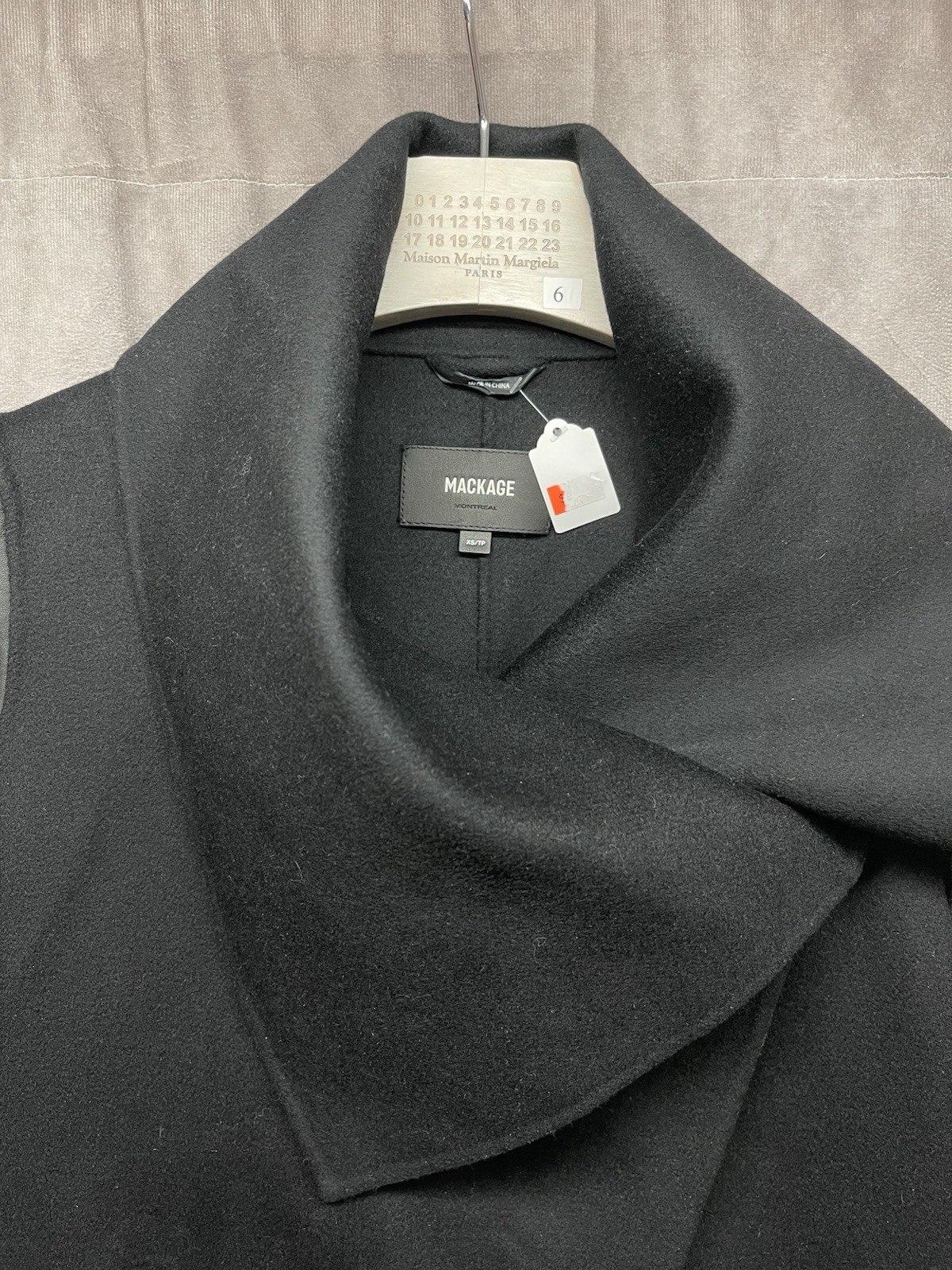 MACKAGE VANE BLACK WOOL JACKET LAMB LEATHER SLEEVES XS NWT MSRP $750 image 3