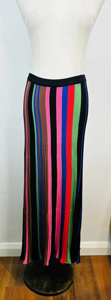 Falda Tejida Aldo Martins Talla Pequeña AU 10 US 6 Colores Rayas Elásticas PVP £129 Foto 3 de 4