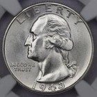 1943 25c Washington Quarter - NGC MS 65