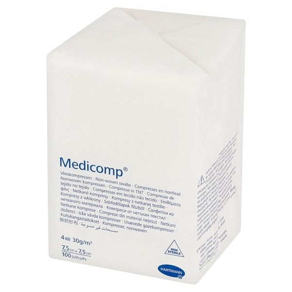 Medicomp Compresse Non Sterili In Tessuto Non Tessuto 7,5 Cm X 7,5 Cm 100 Pezzi.-image