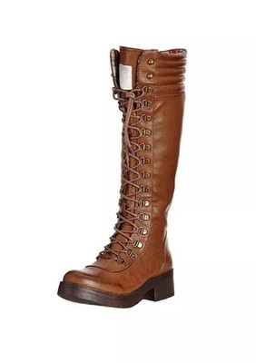 Commando Style Armies Tawny Color echtes Rindsleder Schnürstiefel lang hoch