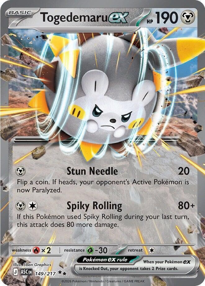 Togedemaru ex 149/217 Holo Double Rare Pokemon ME: Ascended Heroes NM