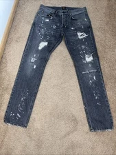 Prps Jeans Men's 33x30 Le Sabre Slim Tapered Fit Black Wash Distressed