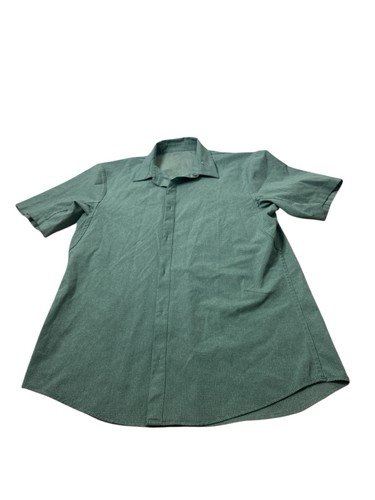 Lululemon Men's Shirt Hidden Button Green Short Sleeve Performance Size M