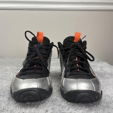 Nike Little Posite One Shoes Youth 5Y Silver Black Orange Foamposite 644792-013