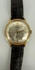 Timex Vintage Gold Tone Date Leather Band VTG Brown Watch FOR PARTS