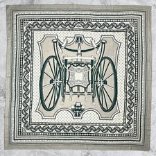HERMES Carre 140 Les Roues de Phaeton Cashmere Silk Scarf Japan Used 