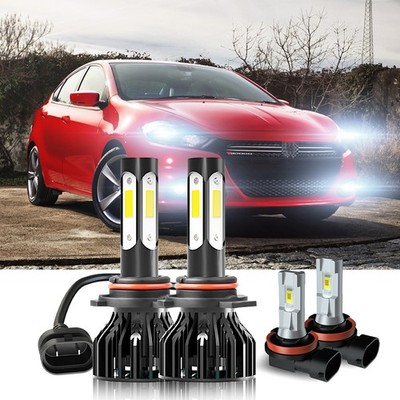 For 2013-2015 Dodge Dart SXT Sedan 4-Door LED Headlights Bulbs Fog Light Combo