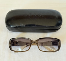 VTG 90s Gucci Retro Brown Sunglasses Gradient Gray Lenses Case 2455 Optyl Frame