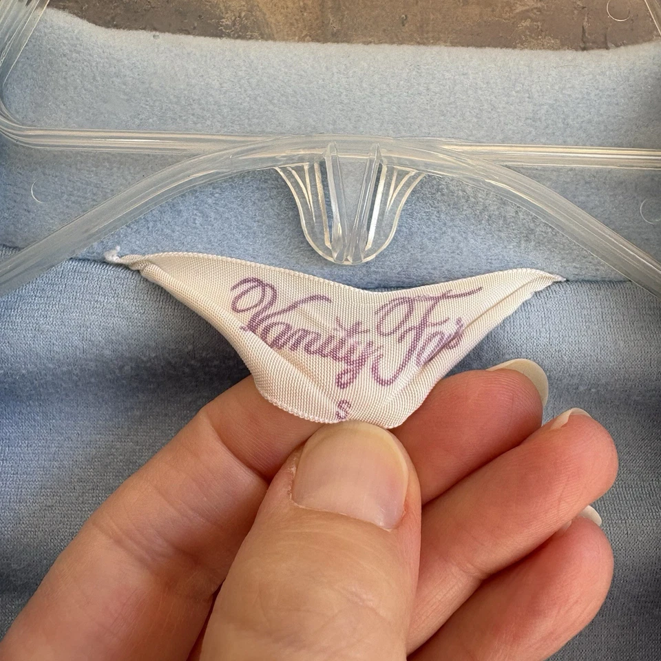 Vestido Vanity Fair House Perla Bata a Presión Bebé Azul Poliéster Satinado Acentos Talla S Foto 3 de 4