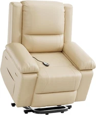 Power Lift Recliner Chair with Heat & Massage, PU Leather Recliner for Elederly