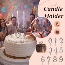Set portacandele a forma di numero per torta compleanno argento 10 pezzi decorazione