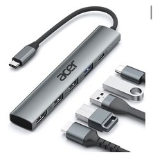 Acer USB-C Multiport Hub Adapter HDMI USB 2.0 3.0 SD Reader Portable Gray