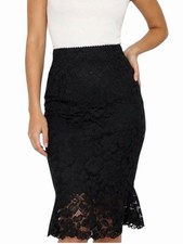 Express Black Lace Pencil Skirt Scalloped Hem Midi Pencil Skirt Size 2