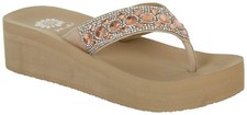Yellow Box Women's Rise Wedge Sandal Flip Flop with Bling Sz 9 304