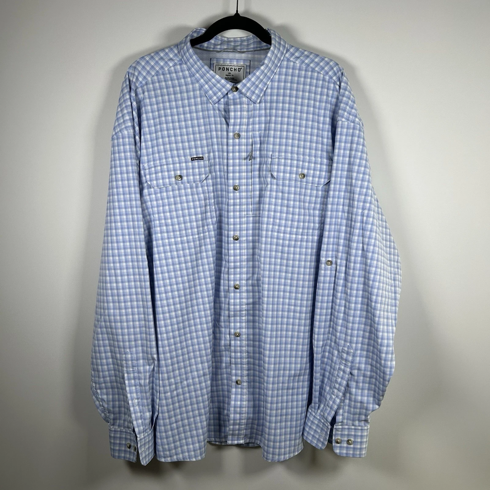Poncho Shirt Men's Sz 3XL Blue Regular Fit Check Long Sleeve Magnetic Pockets
Opens in a new window 